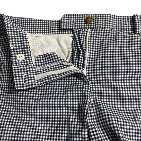 Talbots Womens Capri Pants Size 10 Navy Blue Gingham Plaid High Rise Zip Fly - Picture 3 of 12